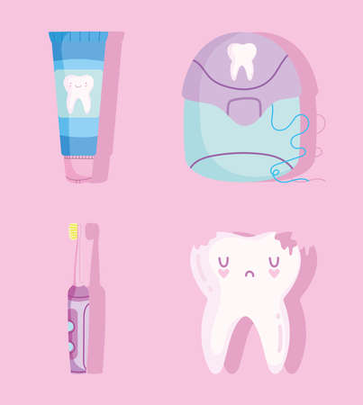cartoon dentistry setのイラスト素材