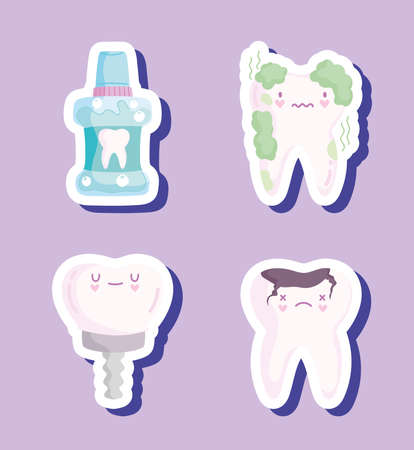 kawaii dental care setのイラスト素材