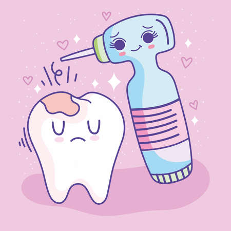 dental drill and toothのイラスト素材