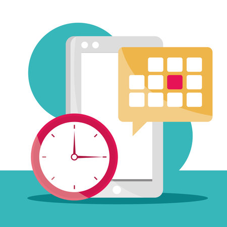 calendar mobile and timeのイラスト素材