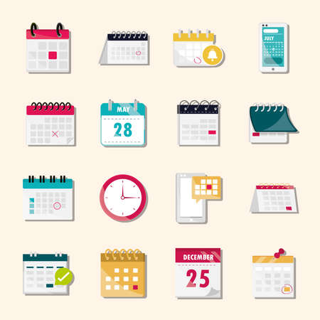calendar time setのイラスト素材