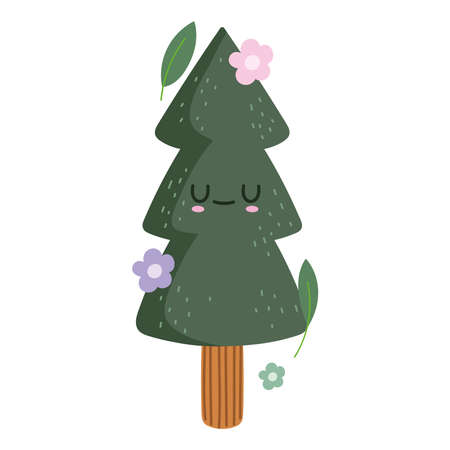 pine tree natural flowersのイラスト素材