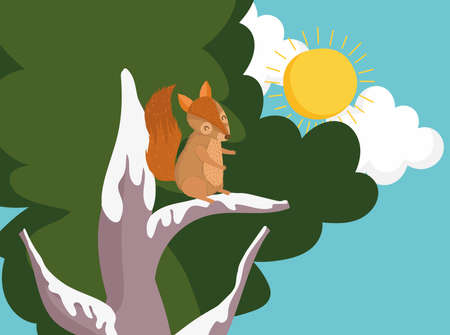 squirrel on branchのイラスト素材
