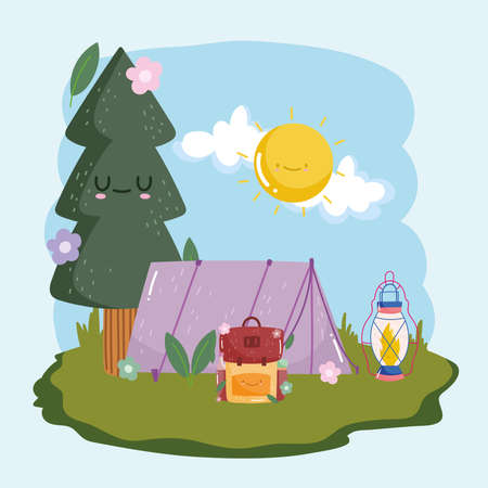 cute camping adventureのイラスト素材
