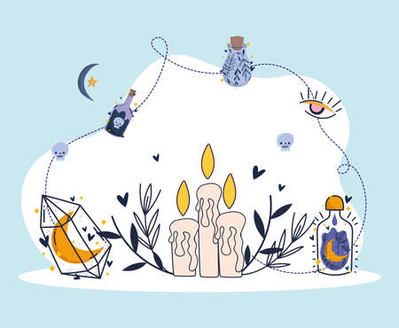 candles magic ingredientsのイラスト素材