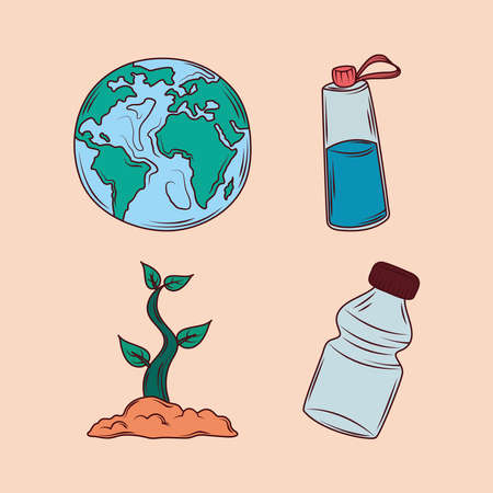 save the planet setのイラスト素材