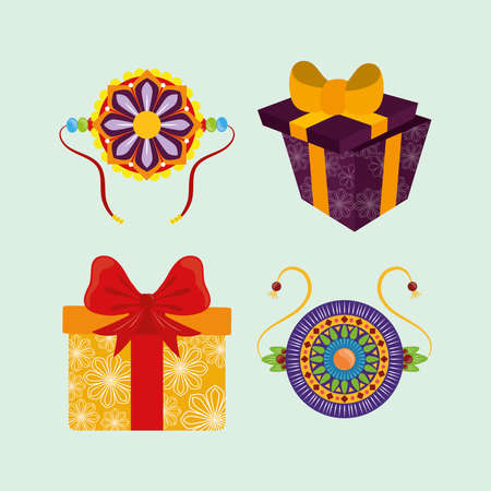 icons gift boxes and braceletsのイラスト素材