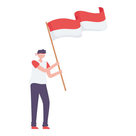 guy with indonesian flagのイラスト素材