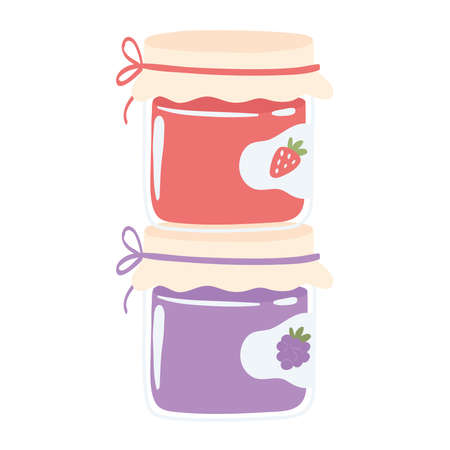 bottles of jam fruitsのイラスト素材
