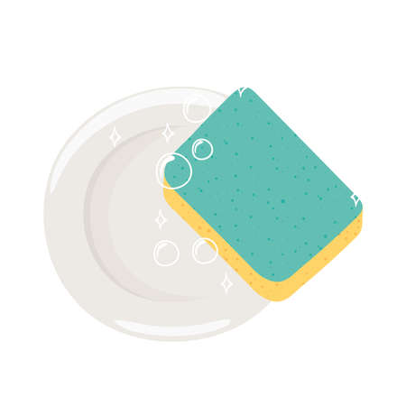 dish with a spongeのイラスト素材