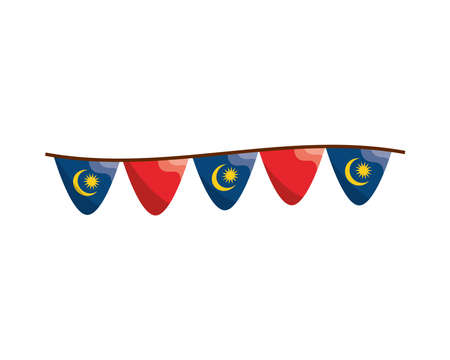 pennants with flag malaysiaのイラスト素材