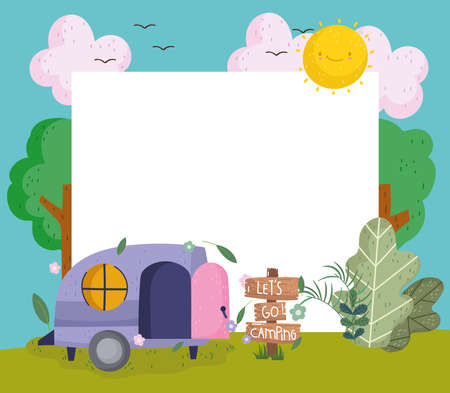 camper camping signpostのイラスト素材