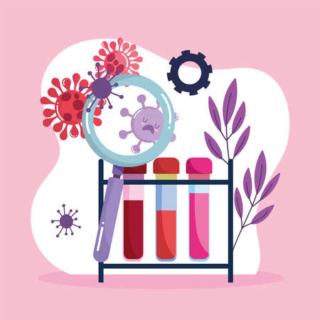 chemical flask and covid 19のイラスト素材