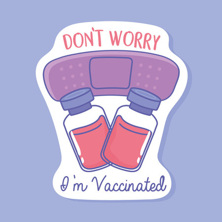 vaccination medicine stickerのイラスト素材