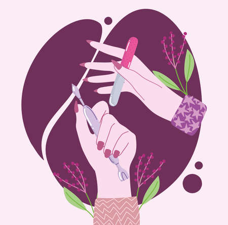 female hands with nail fileのイラスト素材