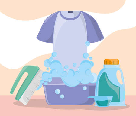laundry clothing brush objects cartoonのイラスト素材