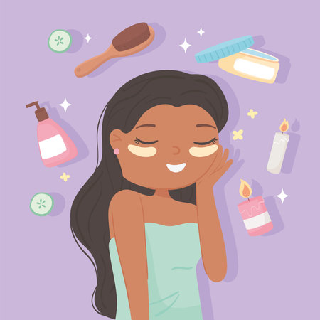 woman skincare beautyのイラスト素材