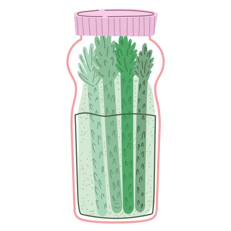 asparagus in the glass jarのイラスト素材