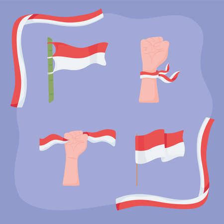 different shapes indonesia flagsのイラスト素材