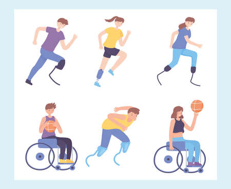 disabled people doing exerciseのイラスト素材