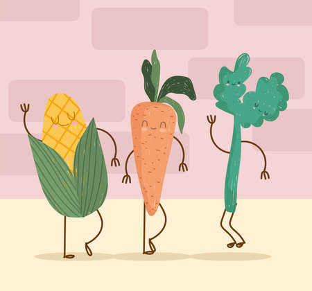 cute vegetables foodのイラスト素材