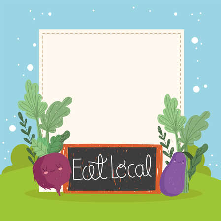 eat local cute vegetableのイラスト素材