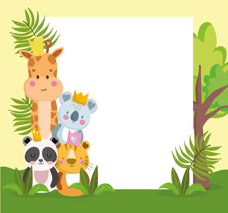 jungle animals cute illustrationのイラスト素材