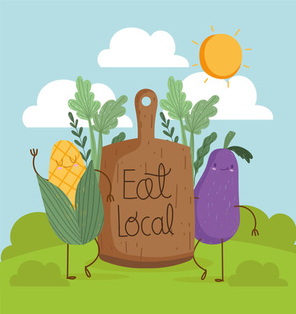 eat local cartoonのイラスト素材