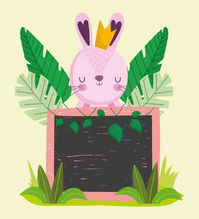 cute rabbit and boardのイラスト素材