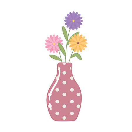 pot with cute flowersのイラスト素材