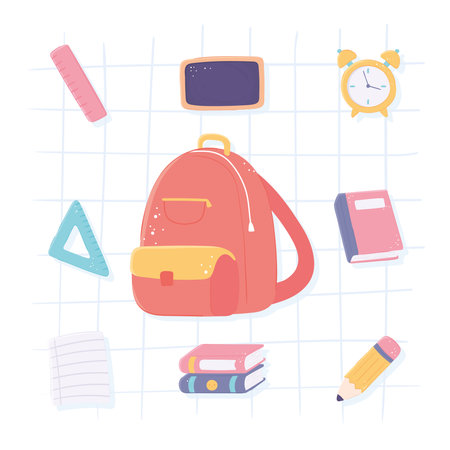 backpack and school iconsのイラスト素材