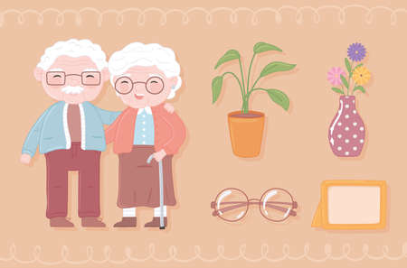 happy old coupleのイラスト素材