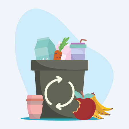waste organic and recycleのイラスト素材