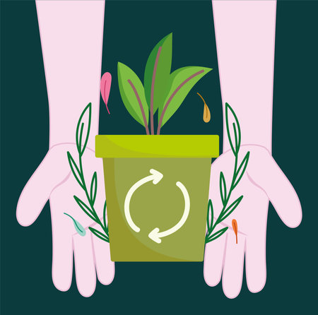 hands recycle and plantのイラスト素材