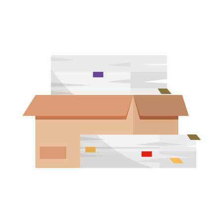 box with stack of paperworkのイラスト素材