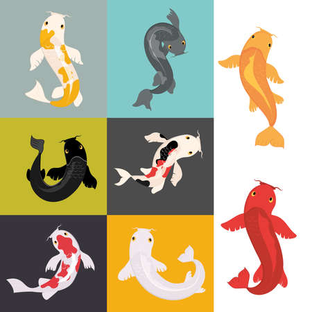 koi fishes icon setのイラスト素材