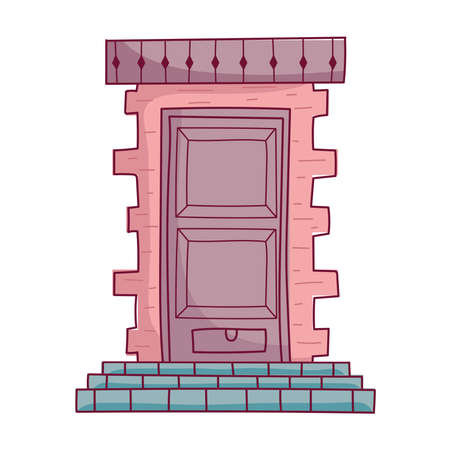 door bricks and stepsのイラスト素材