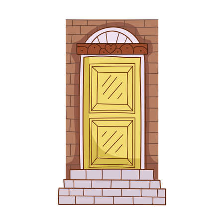 entrance facade stepsのイラスト素材