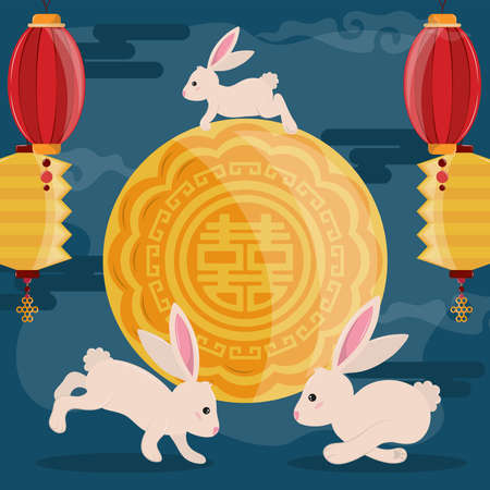 chinese mid autumnのイラスト素材