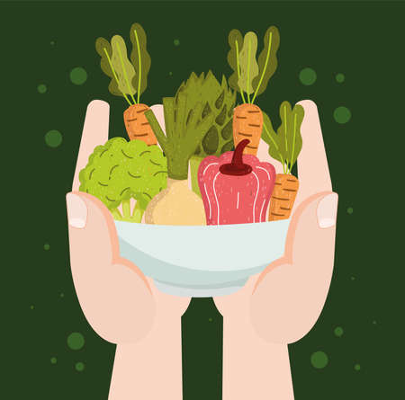 hands with vegetablesのイラスト素材