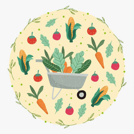 farming and organic foodのイラスト素材