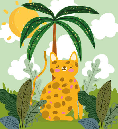 tiger in tropical jungleのイラスト素材
