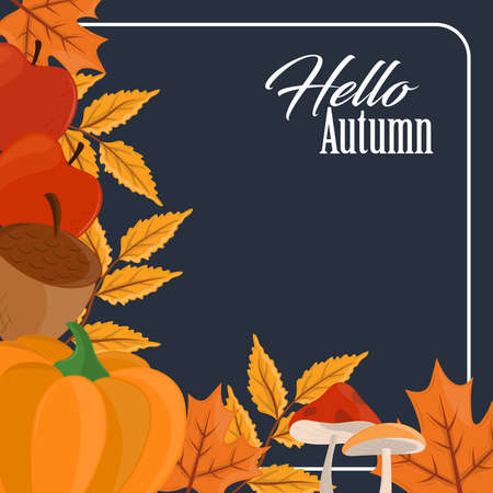 hello autumn cardのイラスト素材