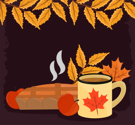 autumn food and leavesのイラスト素材