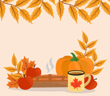 autumn food and foliageのイラスト素材