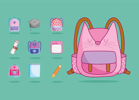 cartoon school setのイラスト素材