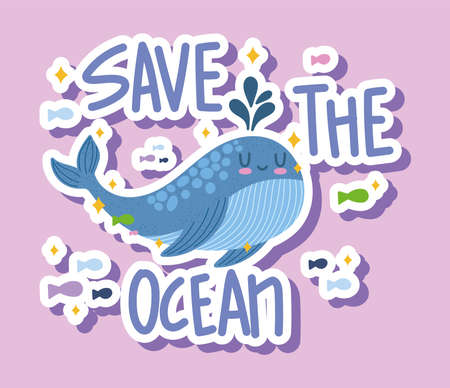cute whale save the oceanのイラスト素材