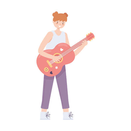 girl playing a guitarのイラスト素材