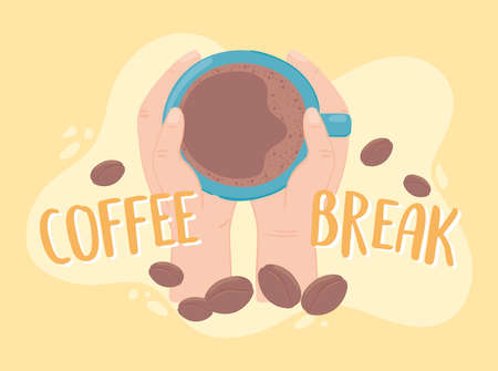 hands with coffee cupのイラスト素材
