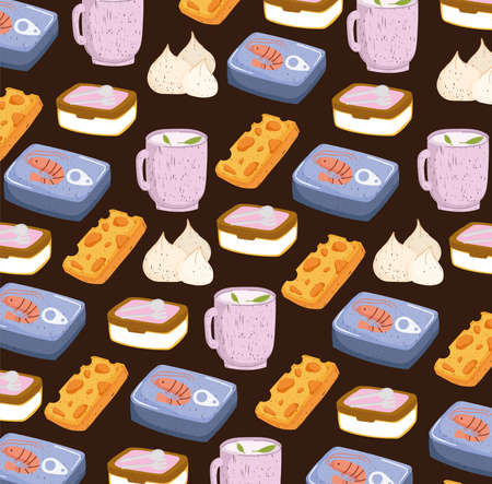 canned fish and healthy foodのイラスト素材